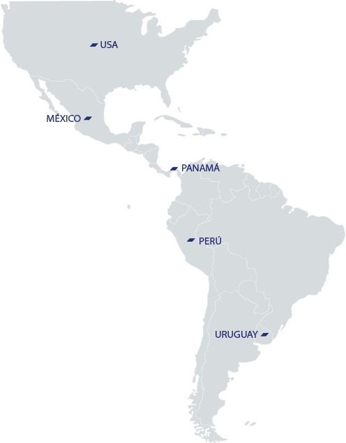 Mapa de América con las sedes de Nordés